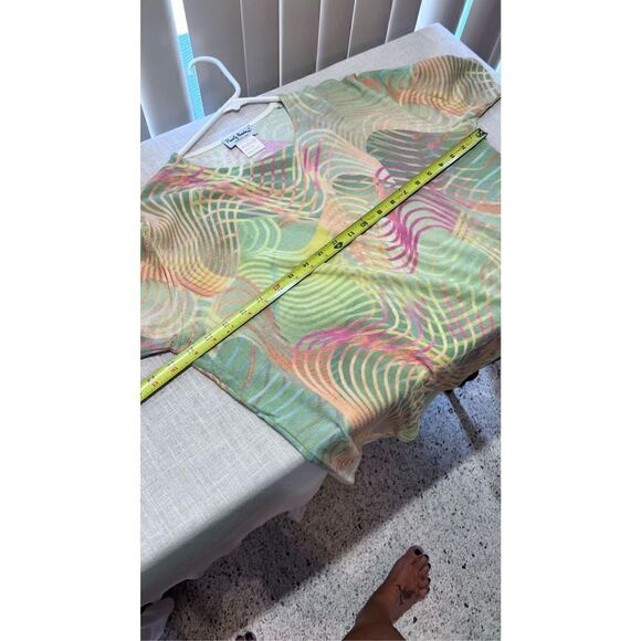 Paolo Zodesco Women's Wavy Pattern Short Sleeve Multicolor Casual Tee Size L - Picture 10 of 11